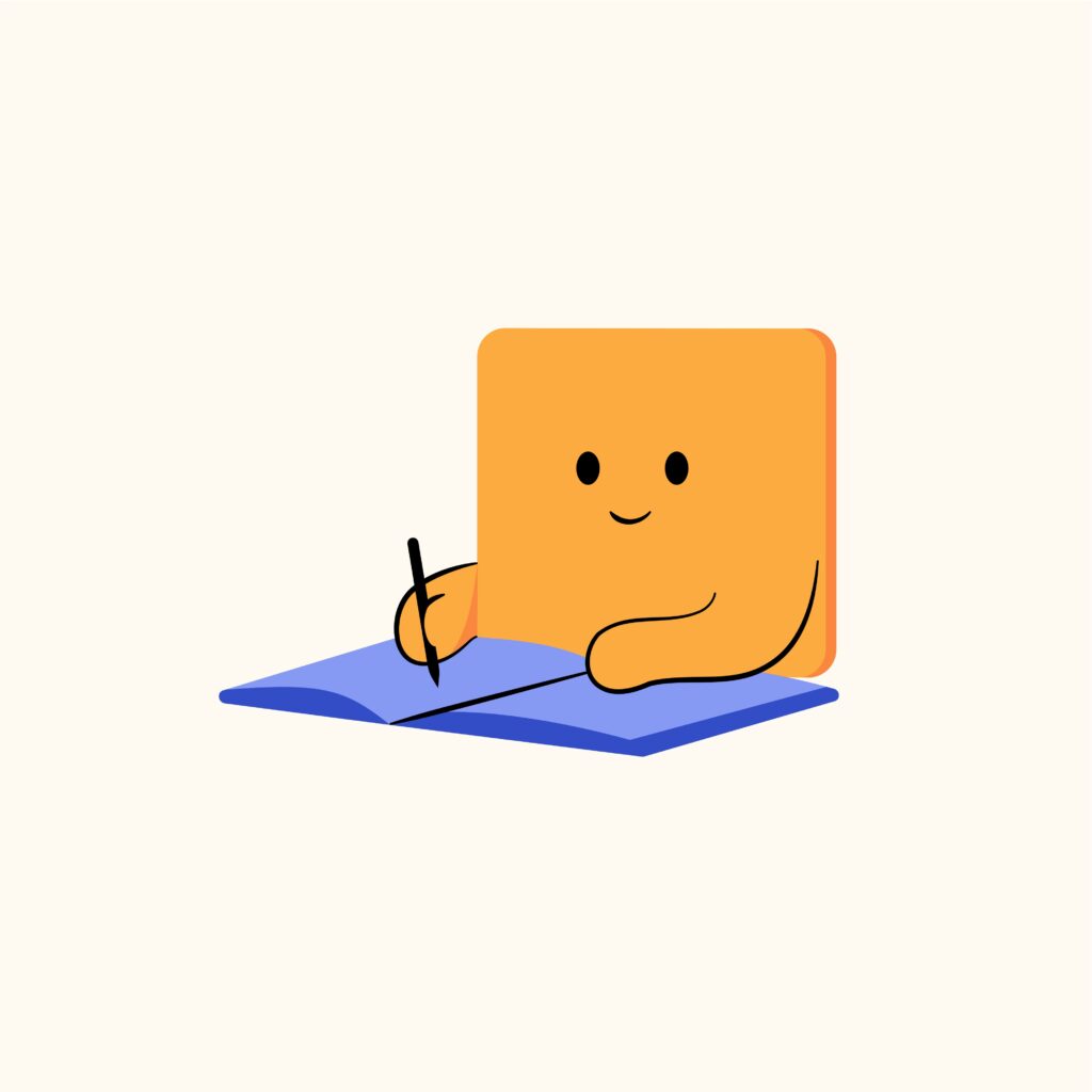 A figure sitting at a desk studying with a pencil.